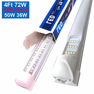 8ft geïntegreerde LED -buis licht v vorm 72W 100W 144W winkellichten werken zonder T8 ballast heldere lensomslag, koud wit 6000k pakket van 25 pc's crestech168