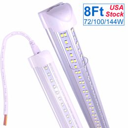 Tubo de luz LED integrado de 8 pies en forma de V, funciona sin balastro T8, cubierta de lente transparente, iluminación de alto rendimiento blanco frío 6500K, garaje, almacén, taller, sótano OEMLED