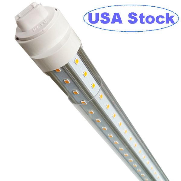 Ampoule LED 2,4 m, 2,4 m Shop Light R17D en forme de V, 2,4 m LEDBulbs 6500 K 72 W 9000 lm, 2,4 m, T8/T10/T12 LED Tube de remplacement, dérivation de ballast à double extrémité usastar