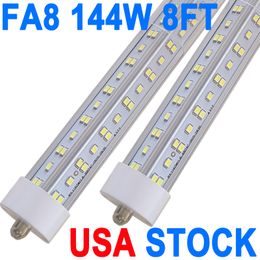 Ampoules LED de 2,4 m, 144 W 14 400 lm super lumineuses, lumière du jour 6 500 K, contournement de ballast à tube lumineux FA8, ampoules fluorescentes T8 T10 T12 de remplacement Crestech