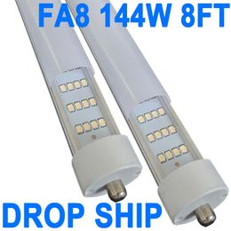 8Ft led-lampen, 144W 18000lm 6500K (25 stuks), 8 voet led-lampen, T8 T12 led-vervangingslichten, FA8 enkele pin melkachtige afdekking, vervang F96t12 fluorescentielamp crestech