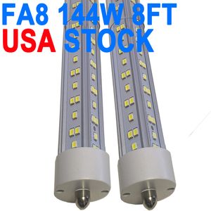 Ampoules LED de 8 pieds, 144 W 18 000 lm 6 500 K (paquet de 25), ampoules LED de 8 pieds, lumières de remplacement LED T8 T12, couvercle transparent à broche unique FA8, remplace l'ampoule fluorescente F96t12 crestech