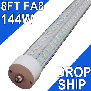 8Ft led-lampen, 144W 18000lm 6500K (25 stuks), 8 voet led-lampen, T8 T12 led-vervangingslampen, FA8 enkele pin heldere afdekking, vervang F96t12 fluorescentielampen schuur usastock