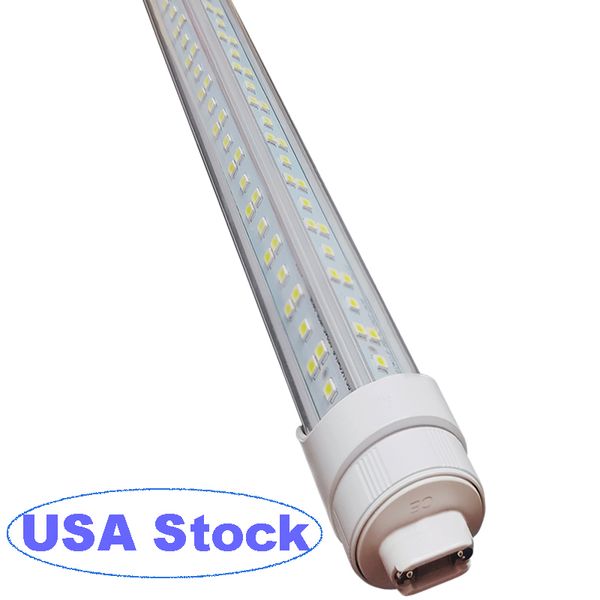 Ampoules LED de 2,4 m - 144 W 6500 K, couvercle transparent, base R17D/HO, 18 000 lm, tubes fluorescents équivalents 300 W F96T12/DW/HO, rotation en forme de V, crestech alimenté à deux extrémités.