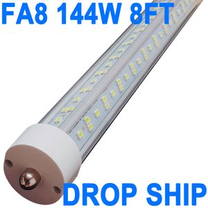 Ampoules LED de 2,4 m, base Fa8 à broche unique, 144 W (équiv. 300 W), lumière du jour 6 500 K, 18 000 lm, tube LED T8 T10 T12 de 2,4 m, lumière fluorescente de rechange LED de 243,8 cm, armoires Crestech