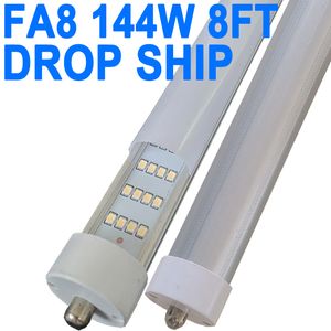 Ampoules LED de 2,4 m, super lumineuses 144 W 18 000 lm 6 500 K, tubes LED T8 T10 T12, lumières LED FA8 T8 à broche unique, couvercle laiteux, ampoules LED de 2,4 m pour remplacer Crestech fluorescent