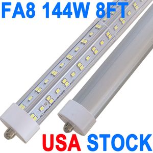 Ampoules LED de 2,4 m, super lumineuses 144 W 18 000 lm 6 500 K, tubes LED T8 T10 T12, lumières LED FA8 T8 à broche unique, couvercle transparent, ampoules de 2,4 m pour remplacer la lumière fluorescente Crestech
