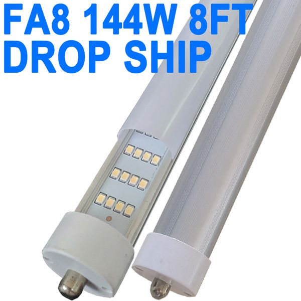 Ampoules LED de 2,4 m, super lumineuses 144 W 18 000 lm 6 500 K, tubes LED T8 T10 T12, lumières LED FA8 T8 à broche unique, couvercle laiteux, ampoules LED de 2,4 m pour remplacer Crestech fluorescent