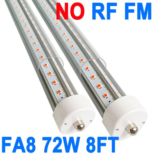 Ampoules LED de 2,4 m, T8 de 2,4 m pour remplacement fluorescent T12, 72 W 7200 lm, tubes LED de 2,4 m, 243,8 cm FA8 à broche unique, tube LED à haut rendement à 4 rangées de lumière Crestech