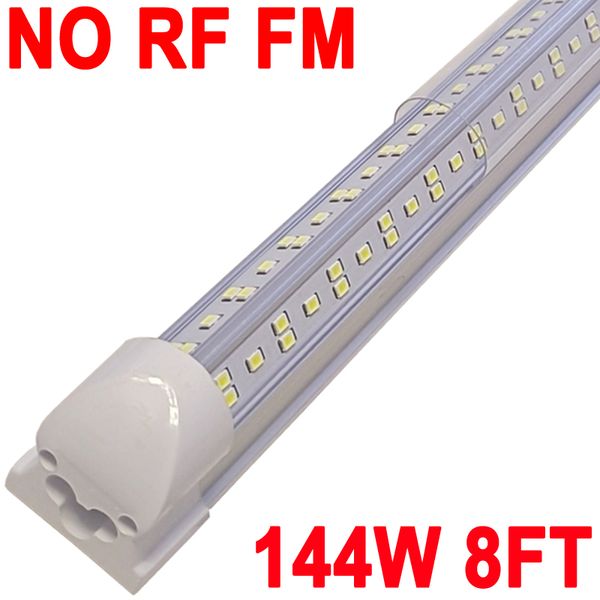 Lampe d'atelier LED 8 pieds, 144 W 144 000 lm 6 500 K, tube LED connectable à couvercle transparent, éclairage LED T8 intégré en forme de V, plafonniers LED pour garage, atelier Crestech