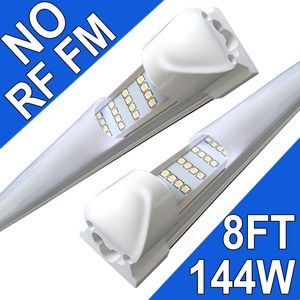 Lampe d'atelier LED 8 pieds, 144 W 144 000 lm 6 500 K, tube LED connectable à couverture laiteuse, 4 rangées d'éclairage LED T8 intégré, plafonniers LED pour garages, atelier, usastock