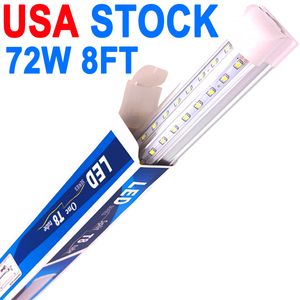 Luz LED para tienda de 8 pies, 72 W 7200 lm 6500 K, luces de tubo LED conectables con cubierta transparente, iluminación LED T8 integrada en forma de V, luces de techo LED para gabinete, garaje, almacén crestech