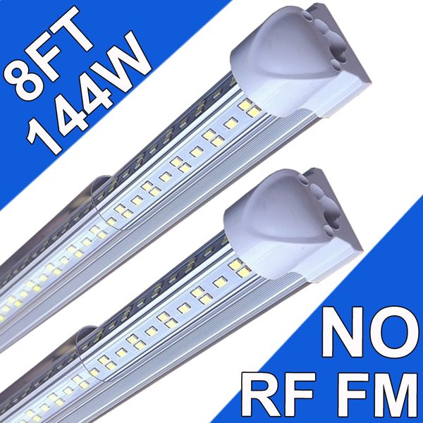 8 Fuß LED-Ladenleuchte, 8 Fuß 96 Fuß V-förmige integrierte LED-Röhrenlampe, 144 W, 144.000 lm, durchsichtige Abdeckung, verbindbare Oberflächenmontagelampe, ersetzt NO-RF RM Factory Fluorescent USAstock