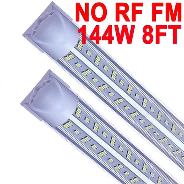 Lampe de magasin à LED de 8 pieds, lampe à tube LED intégrée en forme de V de 8 pieds 96', 144 W 144 000 lm, couvercle transparent, lampe à montage en surface connectable, remplace l'éclairage fluorescent NO-RF RM Crestech