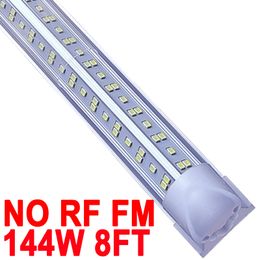 Luminaria LED para tienda de 8 pies, luces de tubo integradas T8 de 144 W, cubierta transparente de alto rendimiento NO-RF RM 6500 K, almacén de iluminación en forma de V de 270 grados, granero Plug and Play crestech