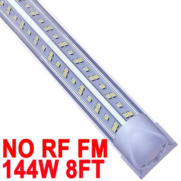 Luminaire d'atelier LED de 8 pieds, tubes intégrés T8 de 144 W, couvercle transparent à haut rendement NO-RF RM 6500K, entrepôt d'éclairage en forme de V à 270 degrés, Plug and Play Barn Crestech