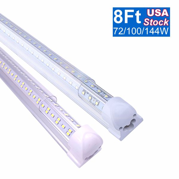 8Ft LED Shop Luminaire 96'' T8 Tube LED intégré, 8 pieds Linkable Bulbs for Garage Warehouse, V Shape 8' Strip Bar Hardwired Installation 72W 100W 144W OEMLED