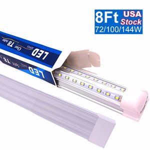 Luminaire d'atelier LED de 8 pieds pour garage, tubes LED câblés pour atelier, blanc super brillant en forme de V, couvercle transparent fluorescent, éclairage de montage en surface connectable OEMLED