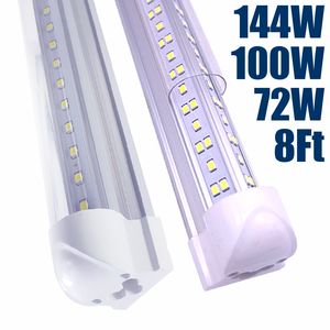 8ft LED-winkel lichtarmatuur, T8 geïntegreerde buizen lichten, 6500K koude whit, v-vorm linkbare armaturen, hoge output duidelijke dekking dubbelzijdig voor garage, magazijn