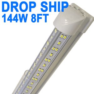 8FT LED-winkelverlichtingsarmatuur, witte T8 geïntegreerde buisverlichting, 144W 14400LM 6500K heldere afdekking met hoog vermogen, V-vormige verlichting Verbeterde lampen Plug en Plays crestech