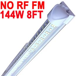 8FT LED Winkelverlichting Garage 144W 6500K 144000LM Wit Licht, NO-RF RM T8 8FT LED Buisverlichting Magazijn Werkplaats Kelder, Koppelbare LED Winkelverlichting Schuur crestech