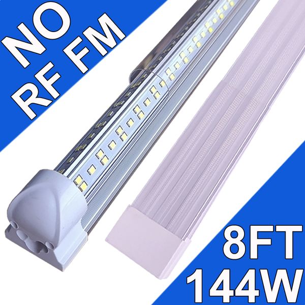 Luz LED para tienda de 8 pies Garaje 144W 6500K 144000LM Luz blanca,NO-RF RM T8 Luces de tubo LED de 8 pies Almacén Taller Sótano,Luces para tiendas LED conectables de fábrica usastock