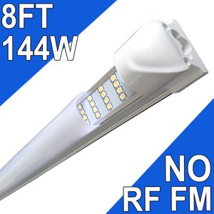 Lampes LED pour magasin de 2,4 m, 2,4 m, 4 rangées de tube LED intégré, 144 W, 18 000 lm, couvercle laiteux, lampe à montage en surface connectable, remplace la lumière fluorescente T8 T10 T12 usastock