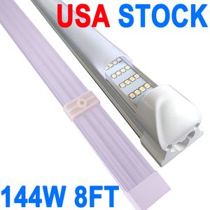 Lampes LED pour magasin de 2,4 m, 2,4 m, 4 rangées de tube LED intégré, 144 W, 18 000 lm, couvercle laiteux, lampe à montage en surface, remplace la lumière fluorescente T8 T10 T12 Crestech