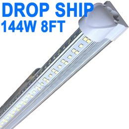 Lampes LED pour magasin de 2,4 m, tube LED intégré en forme de V de 2,4 m, 144 W, 14 400 lm, couvercle transparent, lampe à montage en surface connectable, remplace la lumière fluorescente T8 T10 T12 Crestech