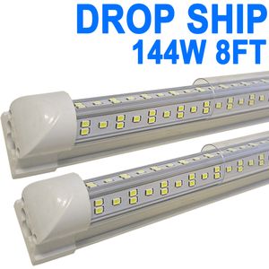 8Ft Led-winkelverlichting, 8 voet 8' V-vorm geïntegreerd LED-buislicht, 144W 14400lm Clear Cover Koppelbare opbouwlamp Vervang T8 fluorescentielampen crestech