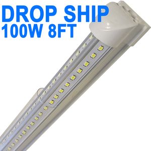 Lampes LED pour magasin de 2,4 m, tube LED intégré en forme de V de 2,4 m, 100 W, 10 000 lm, couvercle transparent, lampe à montage en surface connectable, remplace les lampes fluorescentes T8 T10 T12 Crestech