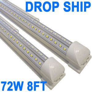 Lampes LED pour magasin de 2,4 m, tube LED intégré en forme de V de 2,4 m, 72 W, 7 200 lm, couvercle transparent, lampe à montage en surface connectable, remplace la lumière fluorescente T8 T10 T12 Crestech