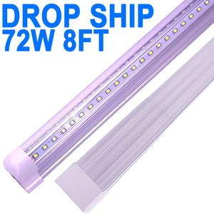Lampes LED pour magasin de 2,4 m, tube LED intégré en forme de V de 2,4 m, 72 W, 7 200 lm, couvercle transparent, lampe à montage en surface connectable, remplace la lumière fluorescente T8 T10 T12 Crestech