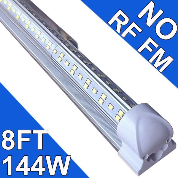 Lumières de magasin à LED de 8 pieds, tube lumineux à LED intégré en forme de V de 8 pieds 8', lampe à montage en surface connectable à couvercle transparent 144W 144000lm, lumière fluorescente d'usine T8 T10 T12 usastock