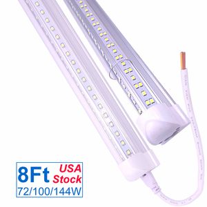 8ft LED-winkelverlichting, 8 voet T8 tube koeler deur vriezer verlichtingsarmatuur, 4 6 nld 144W 15000 lm, v vorm fluorescerende buizen lichten duidelijke dekking, koppelbare bar lamp Oemled