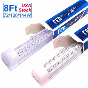 Lampes de magasin à LED de 8 pieds, ampoules à tube intégré de 96 pouces en forme de V 72W 100W 144W 7200LM 10000LM 14400LM 8' Lumières plus froides, plafonnier enfichable et lampe utilitaire OEMLED