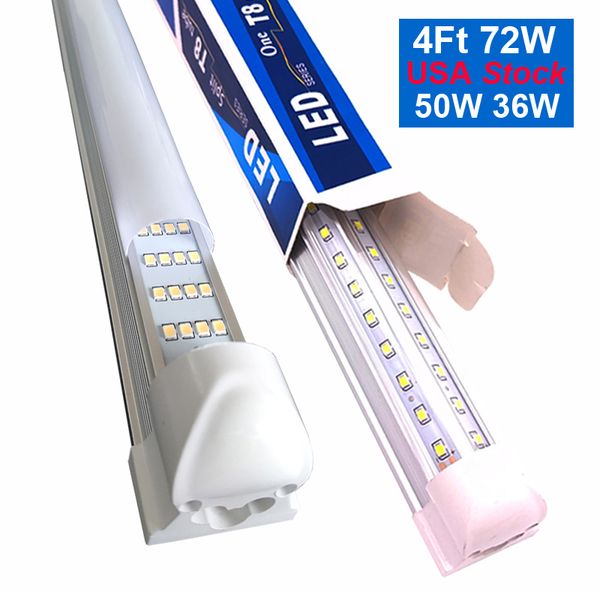 8ft led t8 4ft luces de tubo filas dobles smd2835 tubos led 72w integrado 2.4m luces led de tienda paquete de 25 Stock en EE. UU. tubo fluorescente led