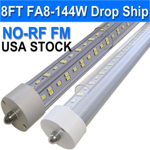 8FT LED-buislicht 4 rijen 144W vervangende 250W fluorescentielamp Winkellampen, enkele pin FA8-basis Dual-Ended Power koud wit doorzichtig deksel, AC 85-277V usastock