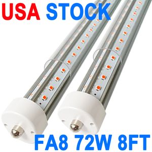 8FT LED-buislicht 4 rijen 72W vervangende 250W fluorescentielamp Winkellamp, enkele pin FA8-basis Dual-Ended Power koud wit doorzichtig deksel, AC 85-277V crestech