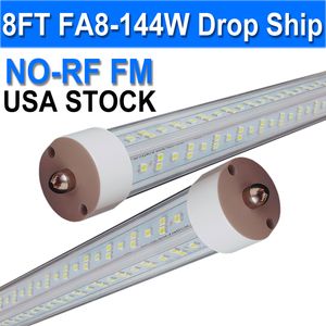 Tube LED de 2,4 m, ampoules LED T8 de 2,4 m, 144 W, lumière du jour 6500 K, blanc lumière du jour, tubes de base FA8, remplacement d'ampoule fluorescente, 14 400 lumens, alimentation double extrémité usastock