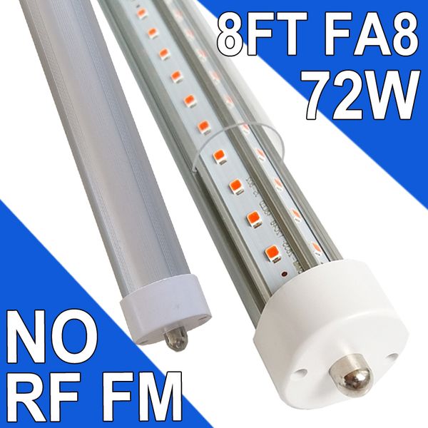 Tube lumineux LED de 2,4 m, ampoules LED T8 de 2,4 m, 72 W, 6 500 K, blanc lumière du jour, base FA8, tube LED de remplacement, ampoules fluorescentes, 5 400 lumens, alimentation double extrémité usastock