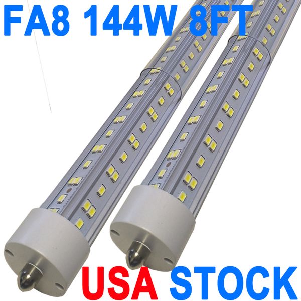 Tube lumineux LED T8 de 2,4 m, ampoules LED de 2,4 m, 144 W, base FA8, blanc froid, remplacement pour luminaires fluorescents 6500 K pour entrepôt, atelier, centre commercial, magasin, garage Crestech