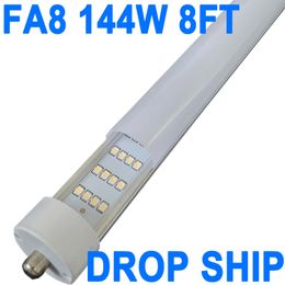 8Ft led-buislicht, T8 LED-lamp 8 voet, 144 W (300 W-equivalent), enkele pin FA8-basis led-winkelverlichting, dual-ended vermogen, koud wit 6000 K, melkachtige afdekking, AC 85-277 V crestech