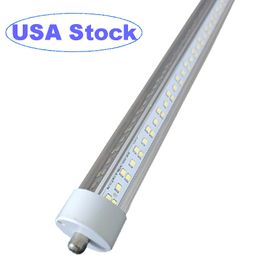 Luces de tubo LED de 8 pies, 144 W, 18000 lm, 6500 K, bombillas LED T8 FA8 de un solo pin (reemplazo de bombillas fluorescentes LED de 300 W), doble cara en forma de V, cubierta transparente, potencia de doble extremo crestech168