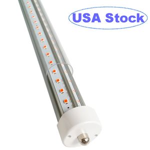 Lampes à tube LED de 8 pieds, 72W 9000LM 6500K, ampoules LED T8 FA8 à une broche (remplacement d'ampoules fluorescentes LED 300W), double face en forme de V, couvercle transparent à double extrémité crestech