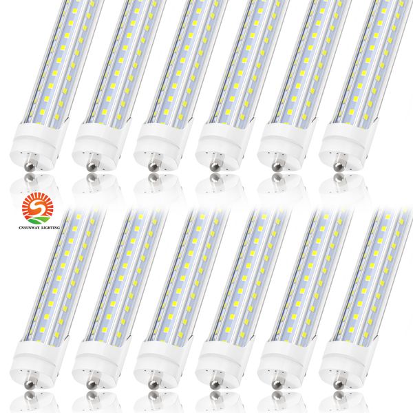 Luces de tubo LED de 8 pies, un solo pin FA8 T8 96 pulgadas en forma de D 120 W bombillas LED luz de tienda, cubierta transparente, blanco frío, reemplazo fluorescente de bubes t10 t12, sin balasto, garaje