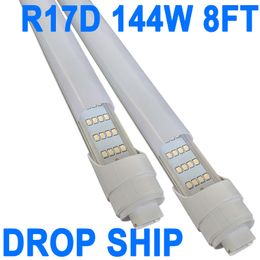 8FT LED-buislampen T8-gloeilampen, G13-basis met dubbel uiteinde (inclusief R17D-kap), 6500K daglicht Type B ballastbypass, 144W 18000LM, 120-277V, IP40-geclassificeerde melkachtige afdekking crestech