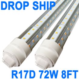 8FT LED-buisverlichting T8-gloeilampen, G13-basis met dubbel uiteinde (inclusief R17D-kap), 6500K daglicht Type B ballastbypass, 72W 7200LM, 120-277V, IP40-geclassificeerde schuur crestech