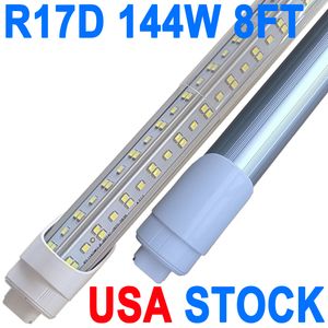 8FT LED-buisverlichting T8-gloeilampen, G13-basis met dubbel uiteinde (inclusief R17D-kap), 6500K daglicht Type B ballastbypass, 144W 18000LM, 120-277V, IP40-gecertificeerd crestech