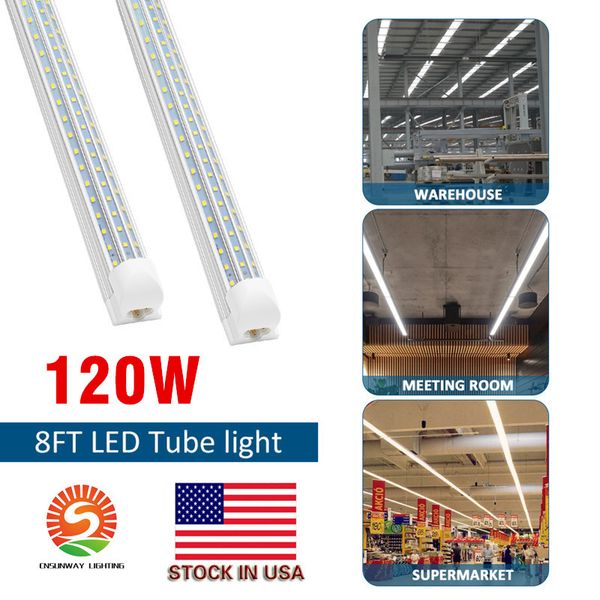 Tubo de luces led de 8 pies en forma de V 120W tienda de diseño de 8 pies accesorio de luces LED 6 pies 8 pies refrigerador puerta congelador iluminación lámparas fluorescentes